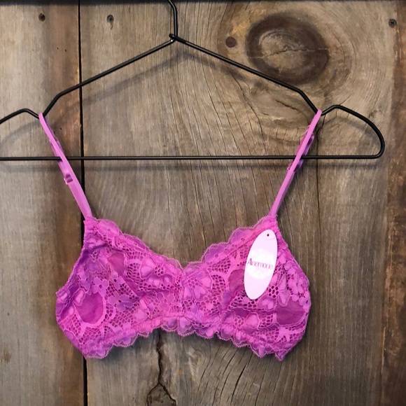 Anemone Other - Anemone Allover Lace Mesh Lightly Lined Bra in Pink / Purple Size Small/Medium